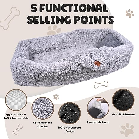Comfy Human Dog Bed for People Adults, Kids and Large Dogs, Multifunctional 2 in 1 Foldable Human Sized Dog Bed 70