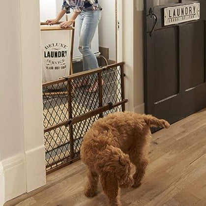 [BEST SELLER - Limited Stock] Evenflo Position & Lock Dog & Baby Gate, Pressure-Mounted, Farmhouse Collection